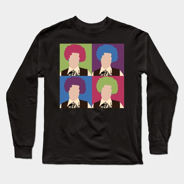 Mrs Slocombe Are you Being Served, colourful grid design Long Sleeve T-Shirt by alteredillusion